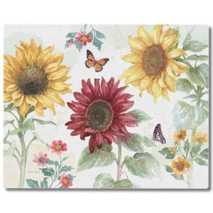 Tempered Glass Counter Saver / Cutting Board Sunflower Splendor – 15″ x 12″ Made in the USA  |  Cutting Boards Cutting Boards Cutting Boards