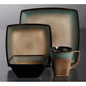 Tequesta 16 Piece Square Dinnerware Set, Taupe  |  Dinnerware Sets Dinnerware Brown