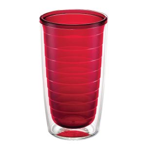 Tervis Clear & Colorful Tabletop Made in USA Double Walled Insulated Travel Tumbler, Red  |  Drinking Glasses Dinnerware Drinking Glasses