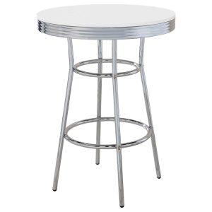 Theodore Chrome and Glossy White Round Bar Table  |  Bar Tables Bar Tables Bar Tables