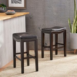 Tiffin Contemporary Studded Fabric Counter Stool (Set of 2) by   |  Counter and Bar Stools Counter & Bar Stools Black, Brown, Grey