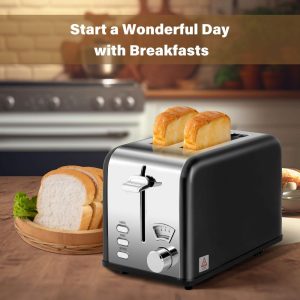 Toast Bread Machine with Removable Crumb Tray and Wide Slot  |  Toasters Kitchen Appliances Black, Silver