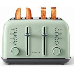 Toaster, Extra Wide Slots, with High Lift Lever, 7-Shade Settings  |  Toasters Kitchen Appliances Green, Stainless Steel, Yellow