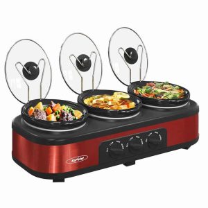 Top 4.5/1.5 Quart Red Triple  Set: Small Slow Cookers for Kitchen Buffets  |  Pressure Cookers Kitchen Appliances Pressure Cookers