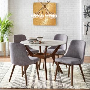 Tornio 5-piece Round Dining Set  |  Kitchen and Dining Sets Kitchen & Dining Sets Brown, Grey, White