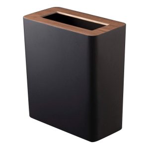 Trash Can – Two Styles, Steel & Wood  |  Kitchen Trash Cans Kitchen Storage Black, White