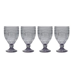 Trestle Goblets, Set of 4, Smoke  |  Wine Glasses Dinnerware Grey