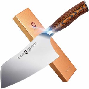 Tuo 7″ Cleaver Knife,HC Stainless Steel w/Pakkawood Handle,FierySeries  |  Cutlery Cutlery Brown