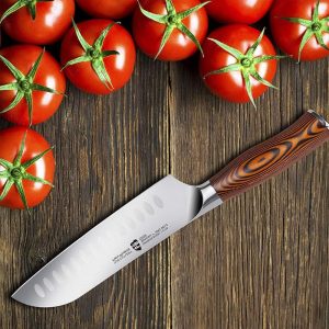 Tuo Cutlery 7″ Santoku Vegetable Knife, Fiery Series  |  Cutlery Cutlery Brown