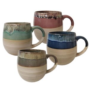 Tuscon 26-ounce Assorted Color Glaze Stoneware Mugs (Set of 4)  |  Mugs Dinnerware Mugs