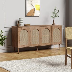 Uirico Multifunctional Buffet Sideboard Cabinet with Rattan Design by   |  Buffets and Sideboards Buffets & Sideboards Black, Brown