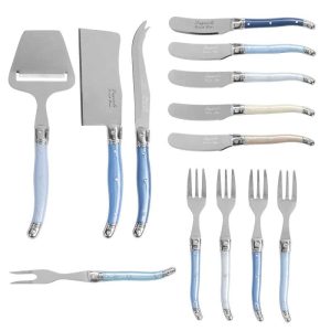 Ultimate 13-Piece Laguiole Charcuterie Set with Shades of Blue Handles  |  Cutlery Cutlery Cutlery