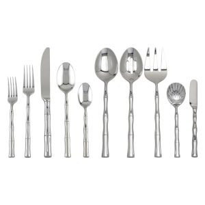 UPware 45-Piece 18/8 Stainless Steel Flatware Set with Bamboo Style Handle, Service for 8  |  Flatware Dinnerware Flatware