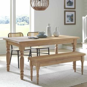 Valerie 63-inch Solid Wood Dining Table  |  Kitchen and Dining Tables Kitchen & Dining Tables Beige, Brown, Grey, White