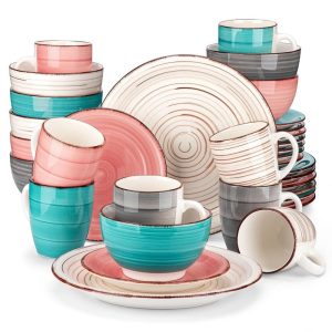 vancasso 32-Piece Exquisite Stoneware Dinnerware Set (Service for 8)  |  Dinnerware Sets Dinnerware Beige, Green, Grey, Khaki, Multi, Navy, Pink, Red, Turquoise