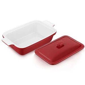 vancasso Blossom Red Casserole Dish with Lid 1.9/3.8 Quart  |  Pots and Pans Pots & Pans Pots & Pans