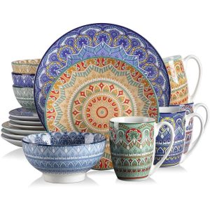 vancasso Mandala Bohemian Porcelain Dinnerware Set (Service for 4)  |  Dinnerware Sets Dinnerware Blue, Green, Multi, Turquoise, Yellow