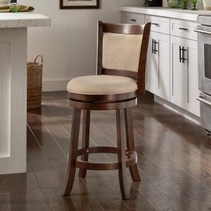 Verona Panel Back Linen Swivel 29-inch High Back Bar Stool by  Classic  |  Counter and Bar Stools Counter & Bar Stools Beige, Black, Brown, Grey, Off-White