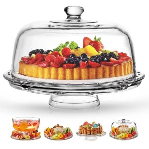 Versatile 6-in-1 Glass Cake Dome  |  Serveware Dinnerware Clear