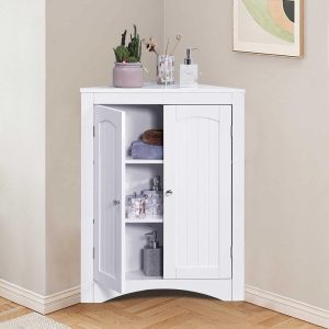 Versatile Free Standing Corner Cabinet  |  Pantry Cabinets Kitchen Furniture Black, White