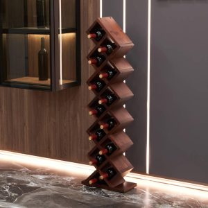 Vertical Z wine rack,Solid wood wine rack  |  Wine Racks Kitchen Storage Brown