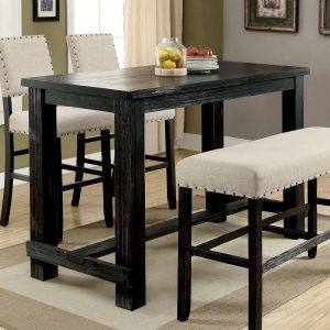 Vevo Rustic Black 60-inch Wide Solid Wood Bar Table by   |  Bar Tables Bar Tables Bar Tables