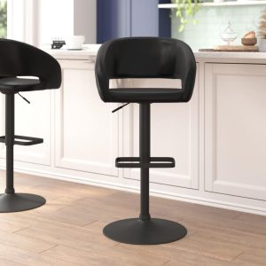 Vinyl Adjustable Height Barstool with Rounded Mid-Back  |  Counter and Bar Stools Counter & Bar Stools Black, Blue, Brown, Grey, Orange, Red, White