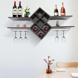 Wall Mount Wine Bottle Display Holder Rack Storage  |  Wine Racks Kitchen Storage Black, White