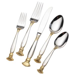 Wallce Salacia Silver/Goldtone Stainless Steel 20-piece Flatware Set  |  Flatware Dinnerware Flatware