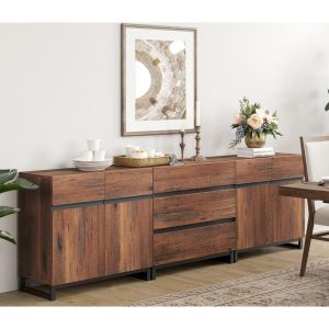 WAMPAT Storage Cabinet, 3 in 1 Modern Sideboard  |  Buffets and Sideboards Buffets & Sideboards Brown