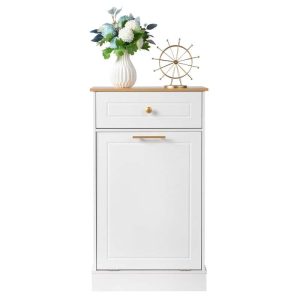 White Trash Cabinet with Drawer  |  Kitchen Trash Cans Kitchen Storage Kitchen Trash Cans