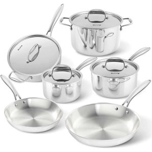 Whole-Clad Tri-Ply Stainless Steel Induction Cookware Set, 10PC Kitchen Pots and Pans Set  |  Cookware Sets Cookware Sets Cookware Sets