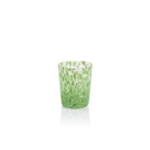 Willa Speckled Glass Tumblers, Set of 6  |  Drinking Glasses Dinnerware Blue, Green, Orange, White