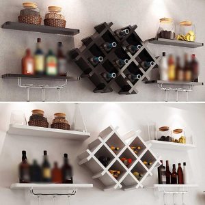 Wine Holder Rack Wall Mounted Wine Bottle Display Rack  |  Wine Racks Kitchen Storage Black, White