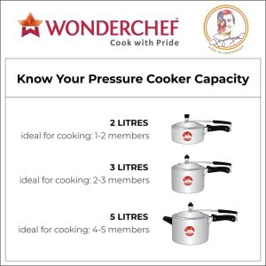 Wonderchef Inner Lid Indian Cooking Aluminum Pressure Cooker  |  Pressure Cookers Kitchen Appliances Pressure Cookers