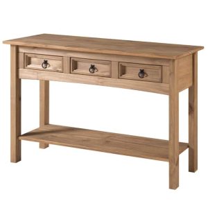 Wood Hall Table Console 3 Drawers Corona | Furniture Dash – N/A  |  Buffets and Sideboards Kitchen Furniture Brown, Grey, Natural, White