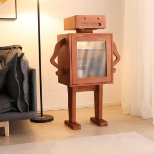 Wood Robot Drinks Storage Cabinet  |  Wine Racks Kitchen Storage Brown