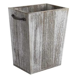 Wood Trash Can with Metal Handle  |  Kitchen Trash Cans Kitchen Storage Blue, Brown, Grey, Off-White