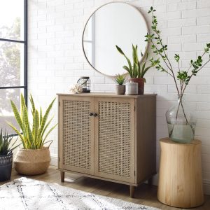 Woven Rattan Wicker Accent Cabinet  |  Buffets and Sideboards Buffets & Sideboards Beige, Brown