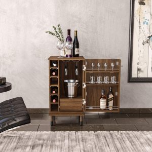 Wrexham Expandable Bar, 01 Door, Wine Racks, 01 Drawer  |  Home Bars Home Bars Brown