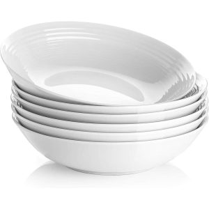 Y YHY 26 Ounces Porcelain Pasta Salad Bowls, Set of 6, White  |  Bowls Bowls Bowls