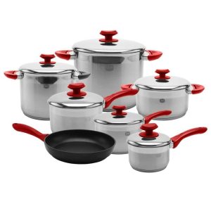 YBM Home 18/10 Tri-Ply Stainless Steel Cookware Set Induction Compatible  |  Cookware Sets Cookware Sets Black, Blue, Red