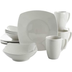 Zen Buffetware 12 Piece Square Dinnerware Plate, Bowl, & Mug Set, White  |  Dinnerware Sets Dinnerware Dinnerware Sets