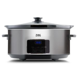 Zing 7 Qt Oval Dark Stainless Steel Digital Slow Cooker  |  Slow Cookers Kitchen Appliances Grey