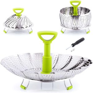 Zulay Kitchen Adjustable Vegetable Steamer Baskets For Cooking  |  Kitchen Tools Kitchen Tools Green