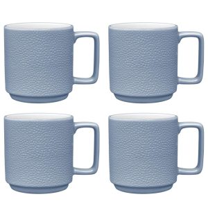 Colortex Stone Set Of 4 Stax Mugs, 16 Oz  |  Mugs Dinnerware Black, Blue, Green, Grey, Ivory, Navy, Pink, Tan, White