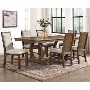 Agio Transitional Brown 7-Piece Expandable Dining Table Set  |  Kitchen and Dining Sets Kitchen & Dining Sets Beige, Brown