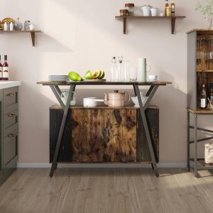 Kitchen Island Buffet Console Table with Storage Cabinet – 47 inch  |  Kitchen Carts Kitchen Carts Brown, Grey, Multi