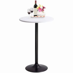 Bistro Pub Table Round Bar Height Cocktail Table Metal Base MDF Top Obsidian Table with Black Leg 23.8inch Top – N/A  |  Bar Tables Bar Tables Bar Tables