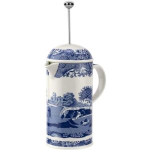 Blue Italian Cafetiere French Press – 28 Ounce  |  French Press Coffee & Tea Blue, White